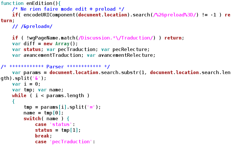 Fragment de code écrit dans le langage de programmation JavaScript